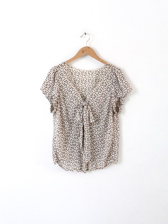 vintage heart dotted crepe blouse