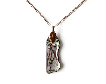 vintage abalone shell pendant necklace