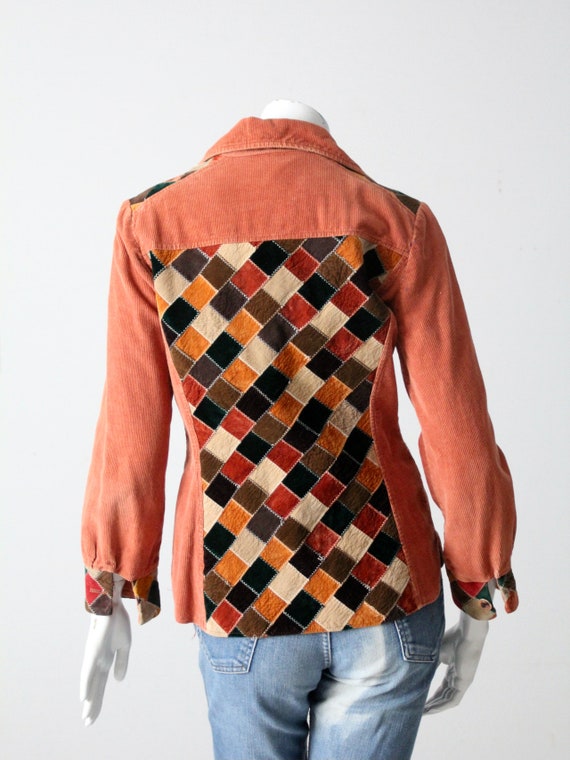 vintage 70s patchwork corduroy shirt - image 2