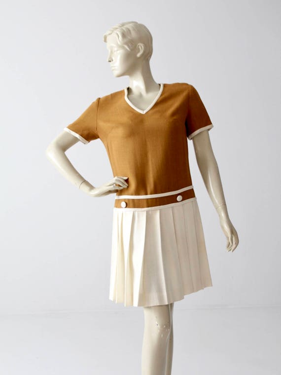 vintage Bobbie Brooks dress, wool knit drop waist… - image 1