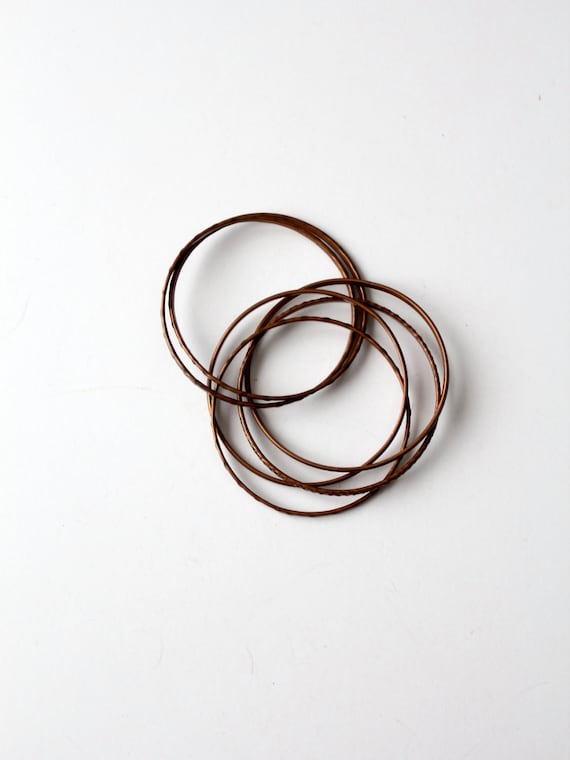 vintage copper bangles set, linked stacking bracel