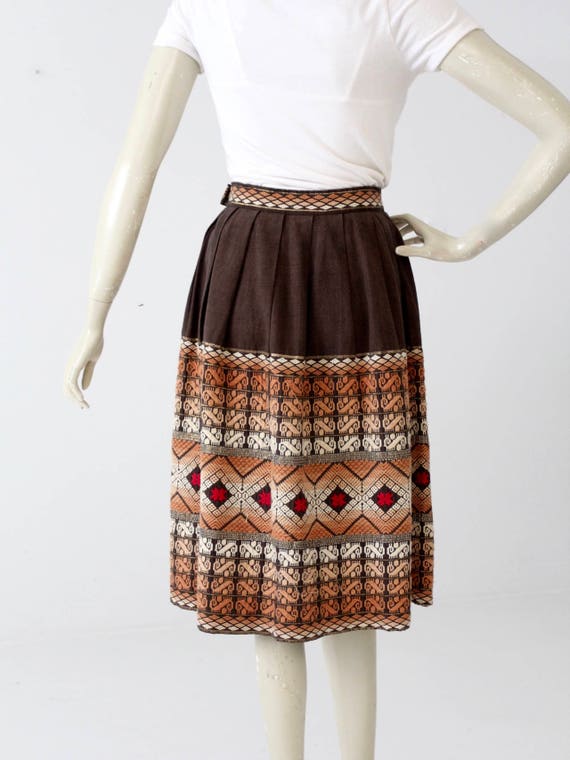 vintage embroidered skirt, brown boho southwest s… - image 4