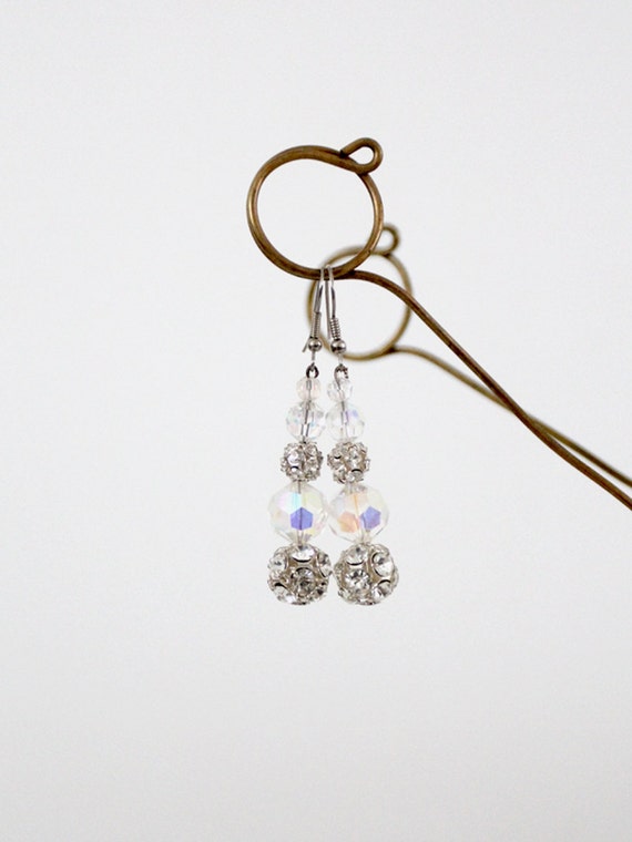 vintage rhinestone drop earrings - image 2