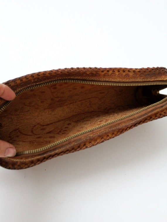 tooled leather wristlet, vintage 60s hand-tooled … - image 5