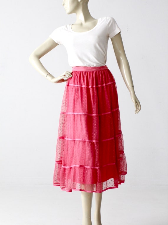 vintage pink tulle skirt, French crinoline style … - image 6