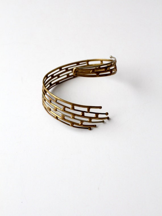 vintage 60s brutalist brass cuff, wrap around bra… - image 3