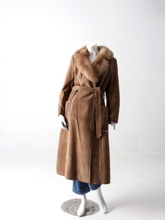 vintage 70s shearling full length coat - image 1