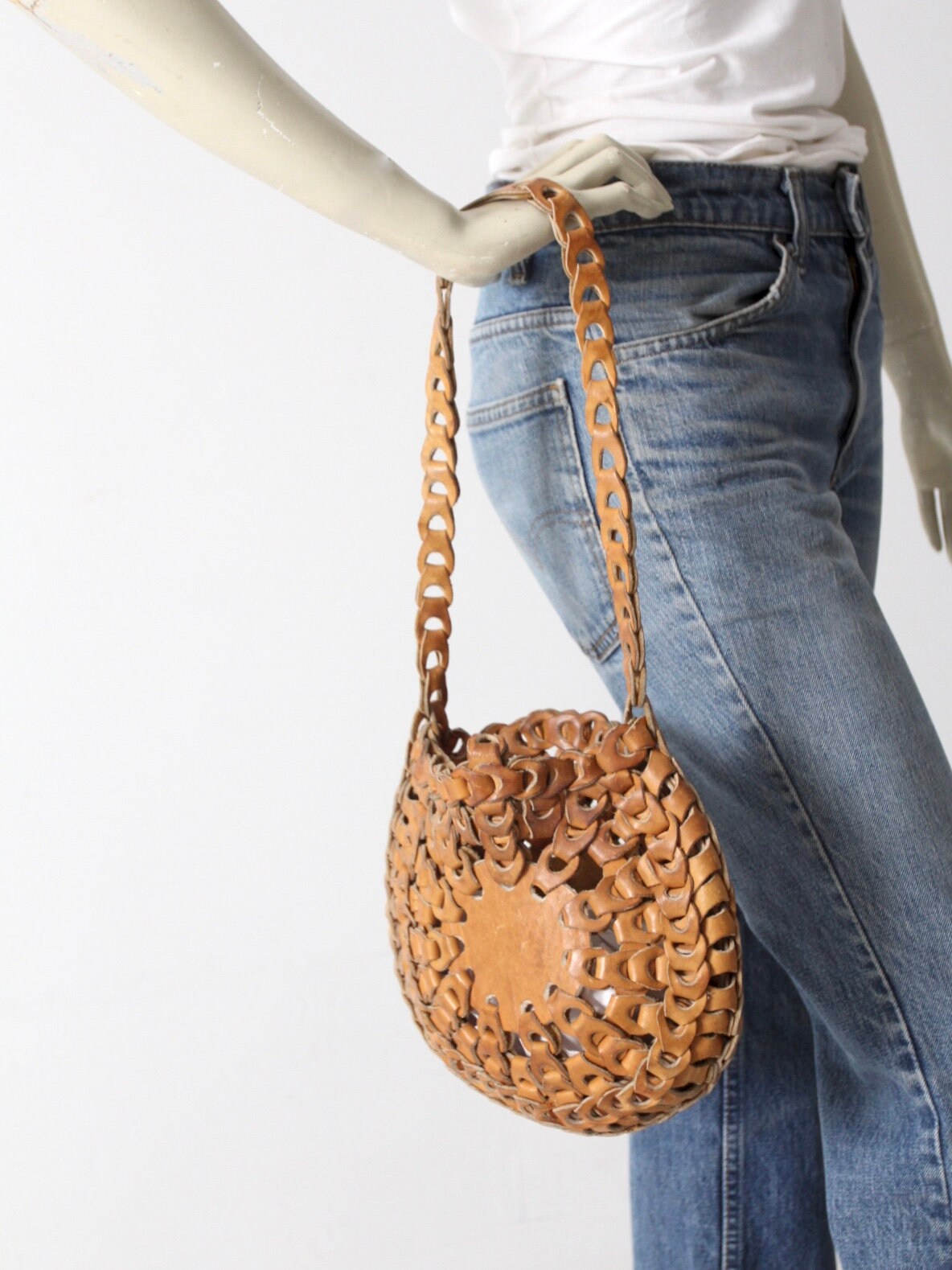 Vintage 70s Leather Loop Bag, Boho Handbag - Etsy