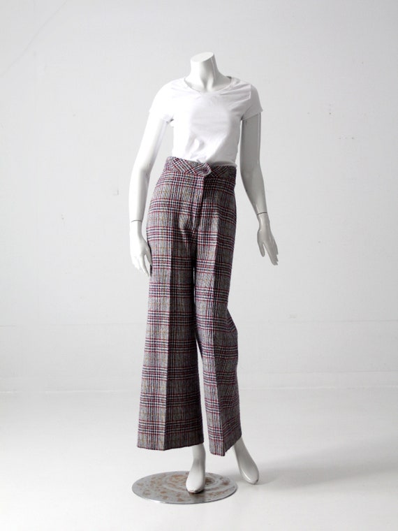 vintage 70s plaid wooly pants, 28 x 30