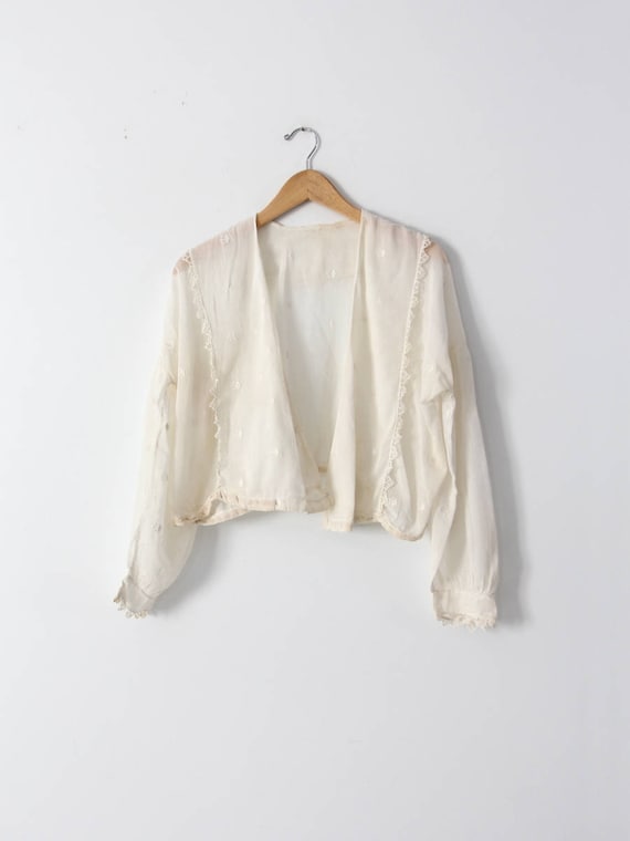 Edwardian blouse, 1900s sheer cotton top - image 1