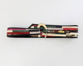 vintage wide patchwork snakeskin belt