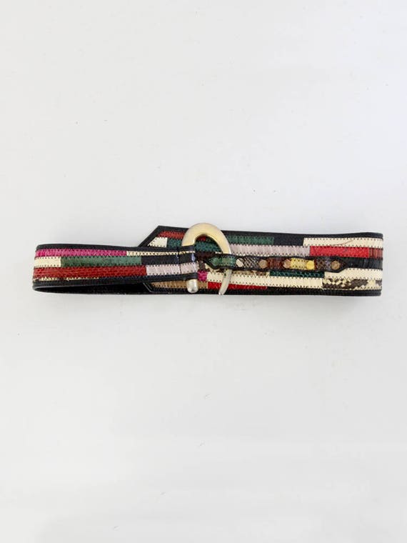 vintage wide patchwork snakeskin belt