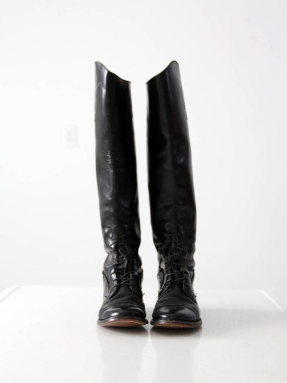 Bottes d'équitation cuir noir UK taille 6 complètes avec bottes bois arbres | eBay