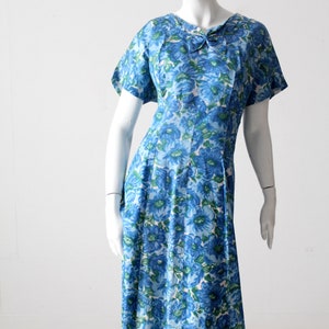vintage 50s blue floral dress image 7