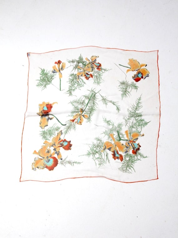 vintage Triple Sheer rayon floral scarf