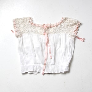 Victorian camisole, antique white blouse with crotchet lace and ribbon