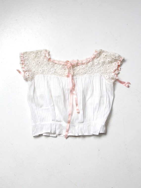 Victorian camisole, antique white blouse with cro… - image 1