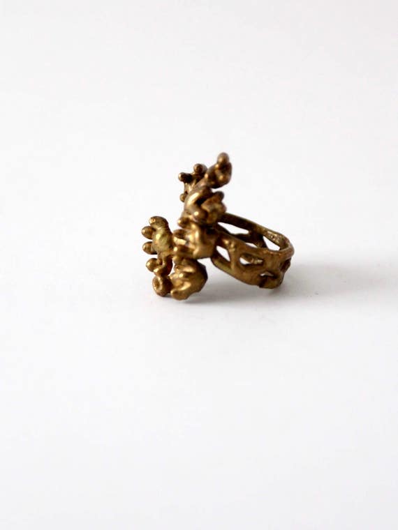 brutalist bronze ring, 1970s vintage bronze moder… - image 3