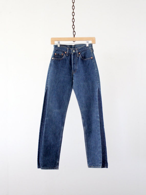 Levi's 501 denim jeans, vintage dark wash denim, … - image 1