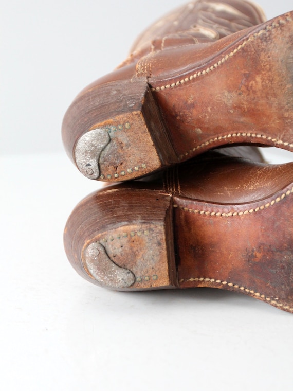 vintage Pee Wee cowboy boots, brown leather inlay… - image 6