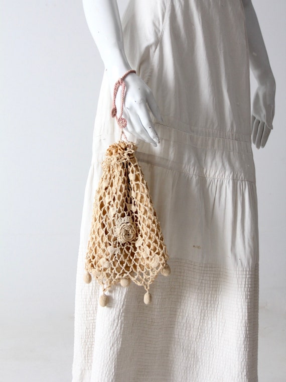 antique Edwardian crotchet reticule bag