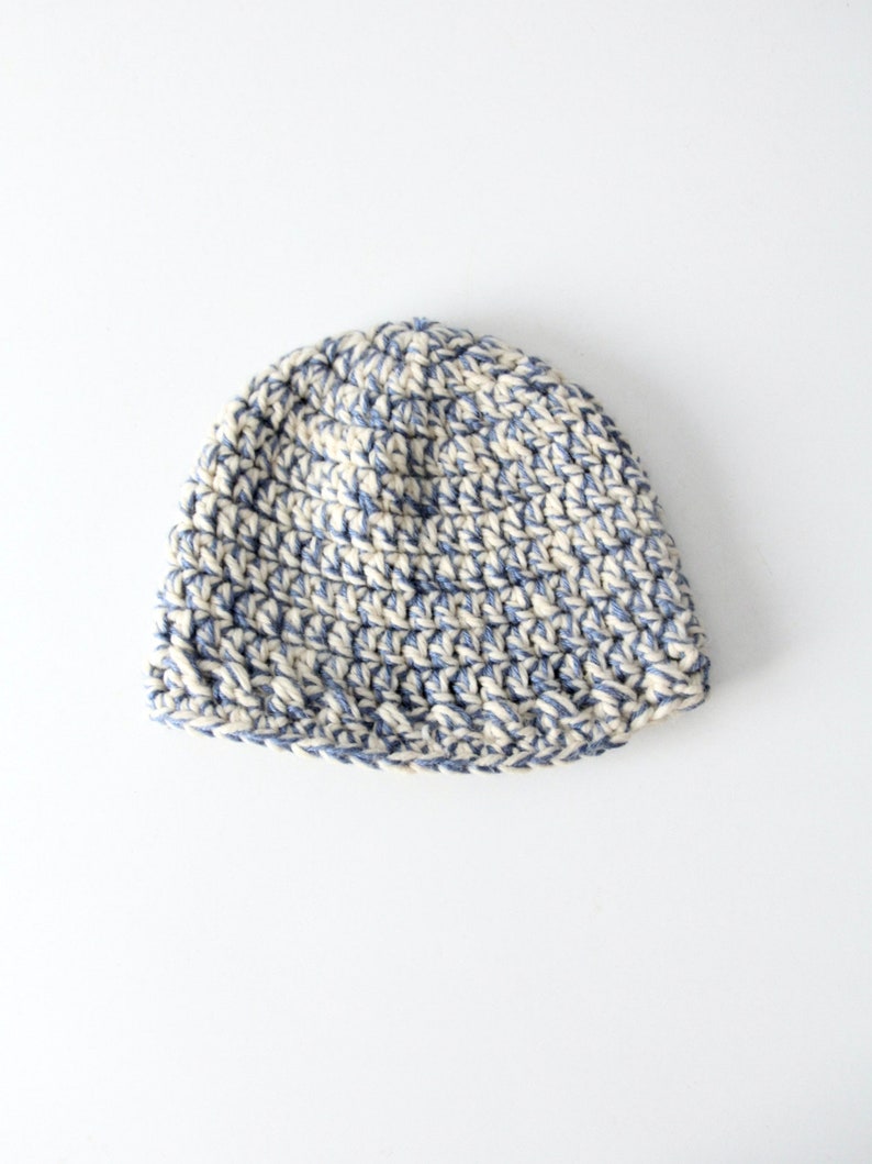 vintage hand knit beanie hat image 1