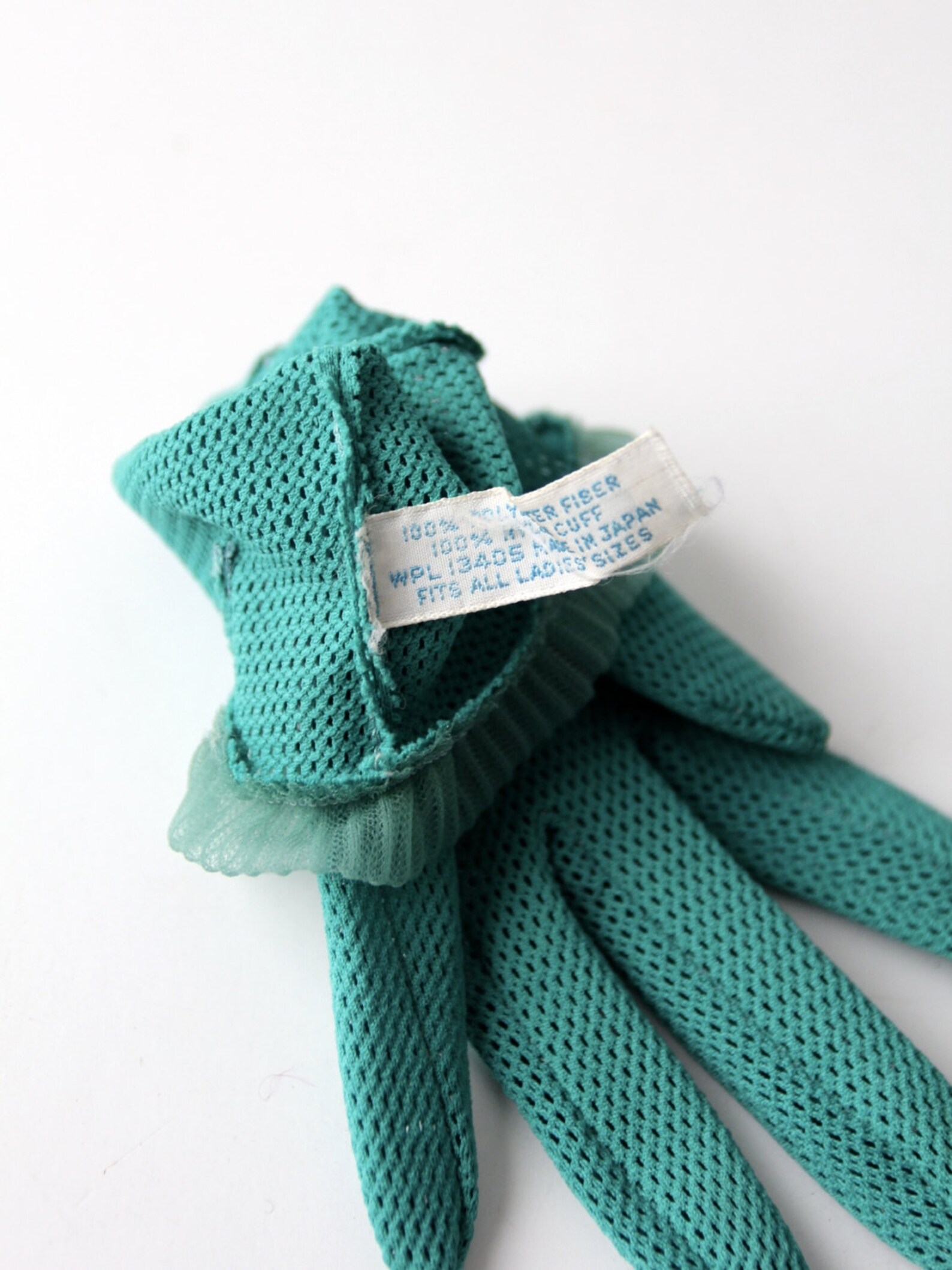 1950s Mesh Gloves Teal Green Wrist Length Gloves Etsy