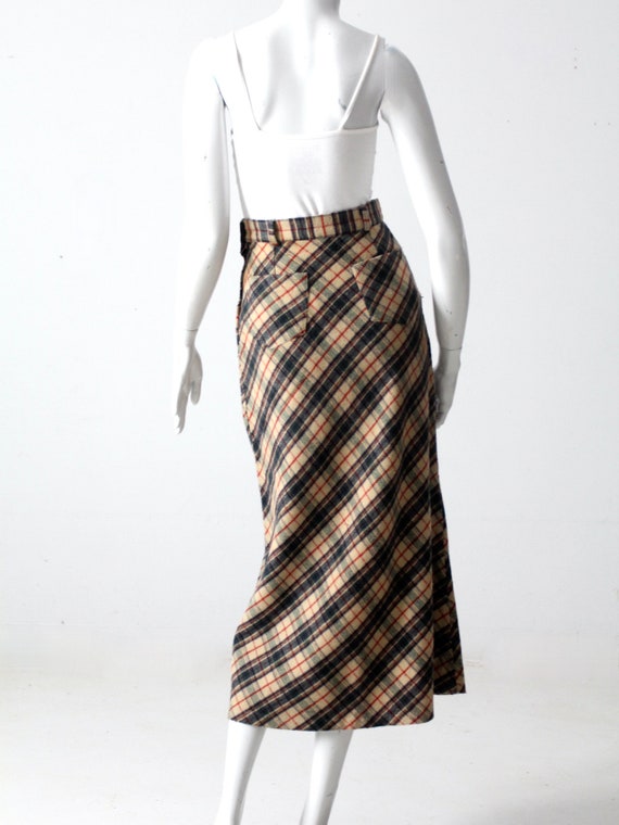 vintage plaid fitted a-line long skirt xs - image 9
