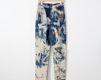 1980s custom rasta denim jeans , 28 x 32