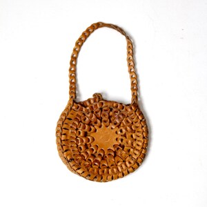 vintage 70s leather loop bag, boho handbag