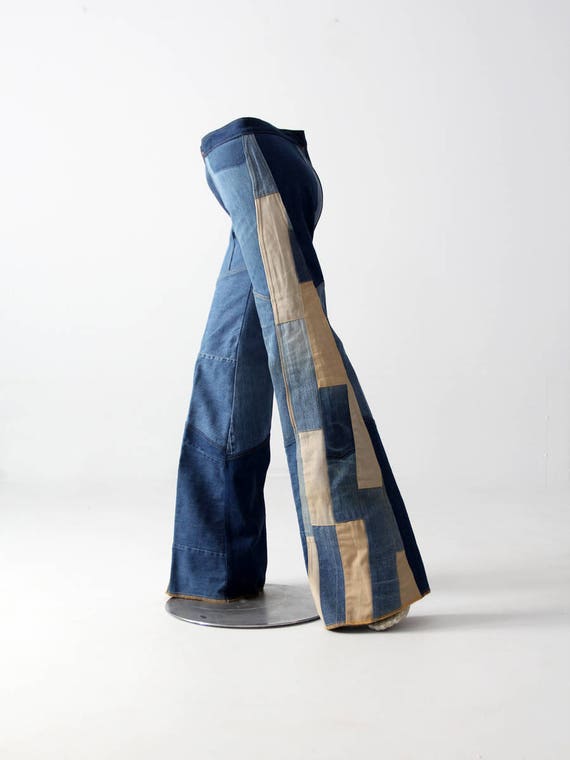 1970s Antonio Guiseppe jeans, denim patchwork bel… - image 7