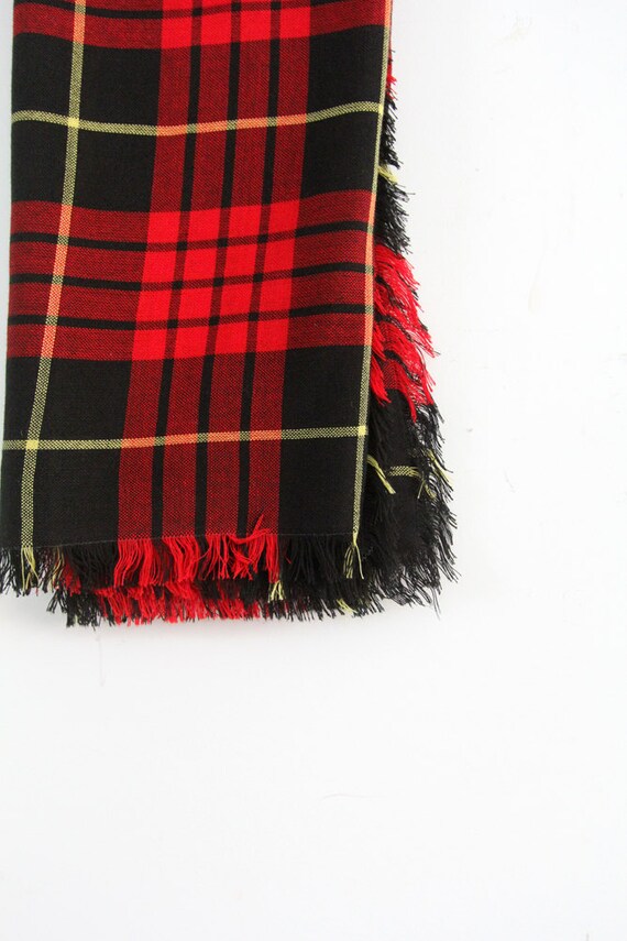 vintage red plaid wool scarf, fine wool scarf - image 5