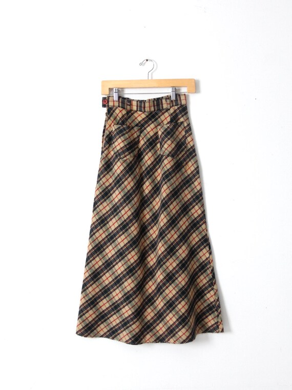 vintage plaid fitted a-line long skirt xs - image 3