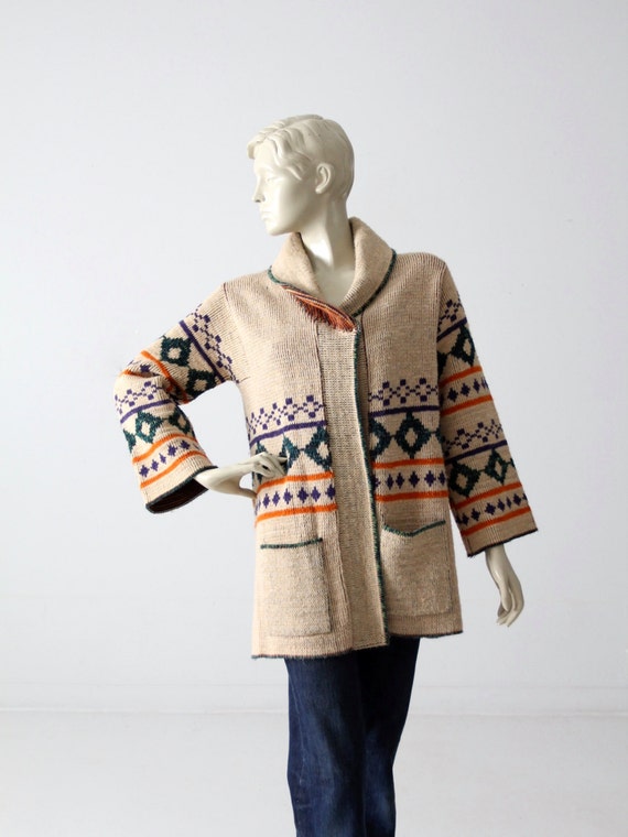Kleding Dameskleding Sweaters Spencers Lange Trui Vest Hippie Stijl Vintage Trui Vest Jaren 1970 Stijl 