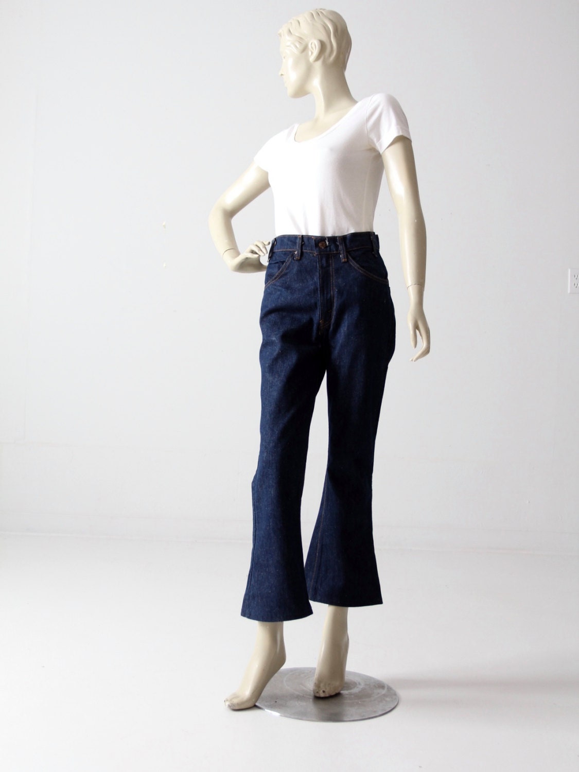 Buy 1970s Levis Crop Jeans, Vintage 646 Dark Wash High Waist Jeans