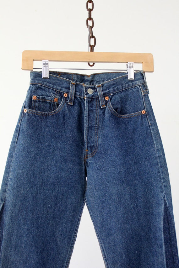Levi's 501 denim jeans, vintage dark wash denim, … - image 3