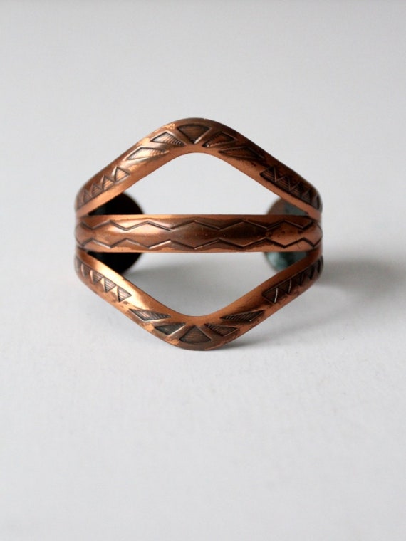Mexican copper cuff, vintage southwestern bracelet