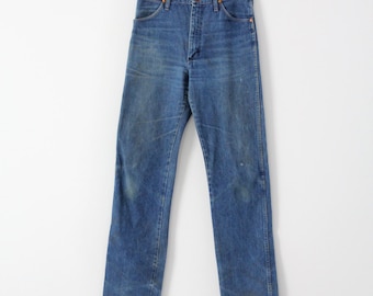 jeans de mezclilla Wrangler vintage, jeans azules de corte vaquero occidental, 32 x 35