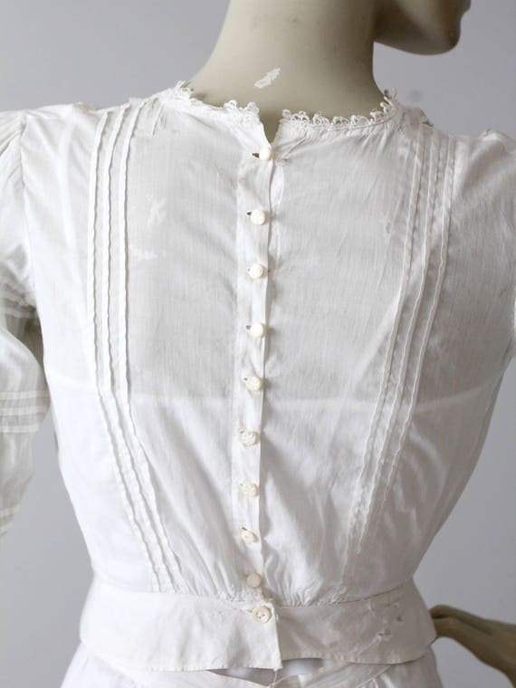 antique Edwardian blouse, pin tuck embroidered wh… - image 6