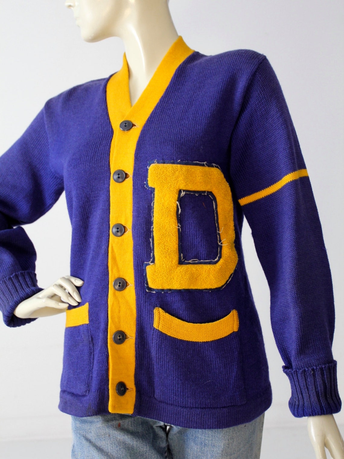 Vintage Green Black White Broadway Supply Cheerleader Cardigan S 10 12 main image 1