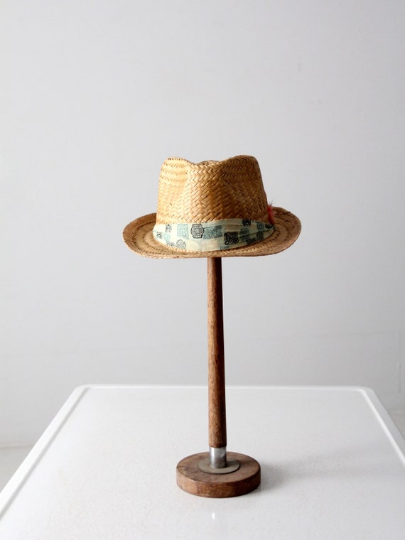 vintage straw fedora hat - image 3
