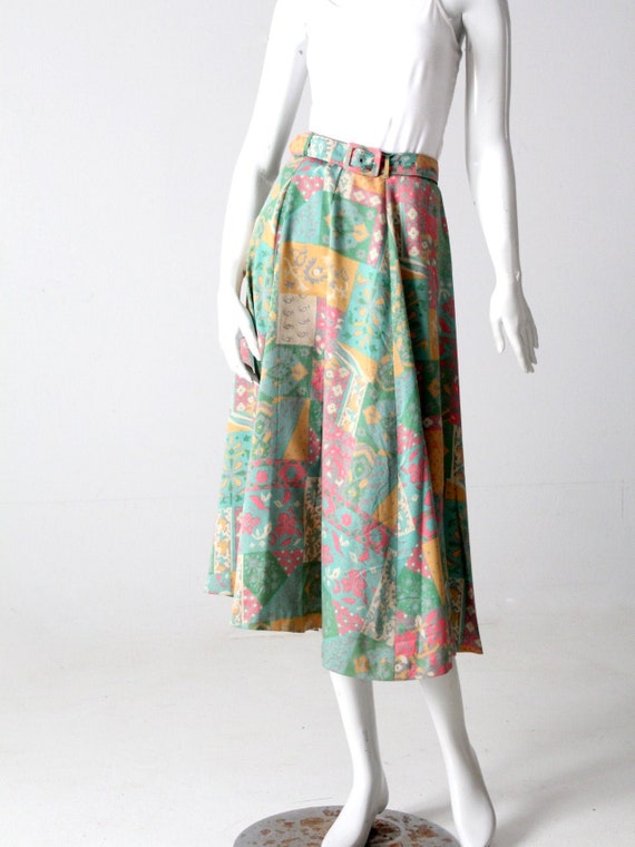 vintage 70s floral midi skirt