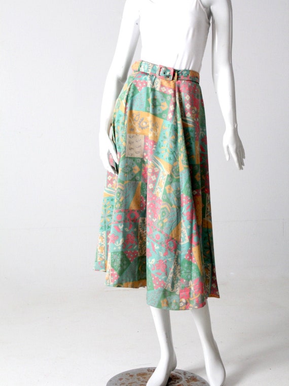 vintage 70s floral midi skirt - image 1