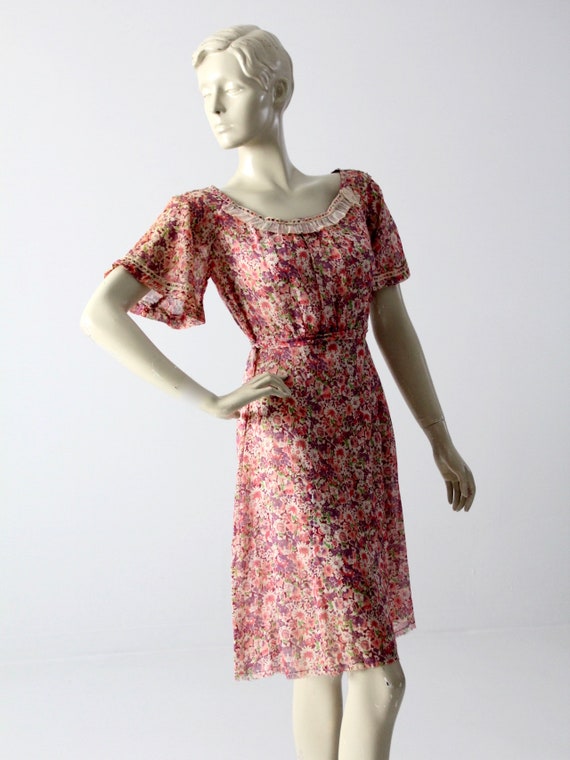 1930s cotton dress, vintage floral day dress - image 7