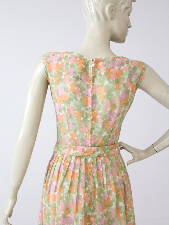 1960s floral dress with belt, watercolor garden p… - image 5