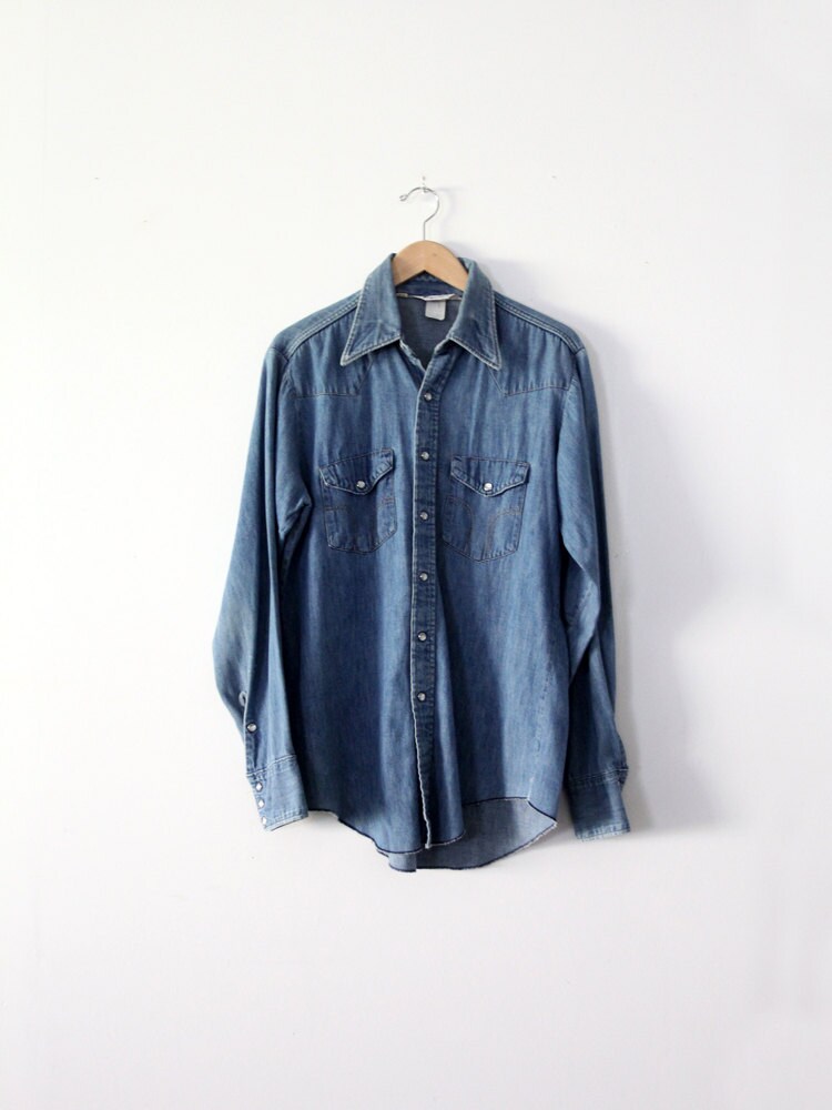 Vintage Denim Shirt by Dickies Snap Front Jean Shirt - Etsy