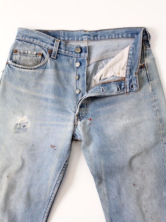 vintage Levi's 501 jeans, distressed jeans, slit … - image 3