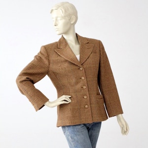 Blazer Ralph Lauren de los años 80, chaqueta de lana ecuestre vintage, cuadros marrones