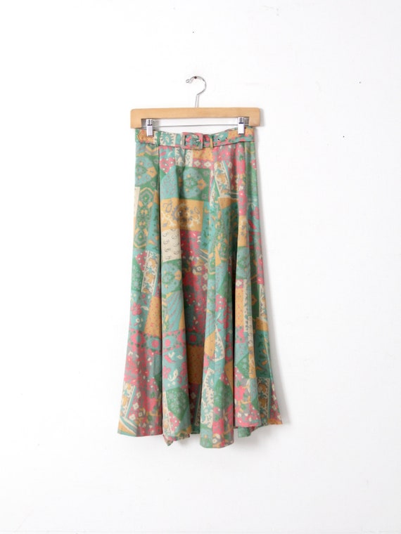 vintage 70s floral midi skirt - image 2