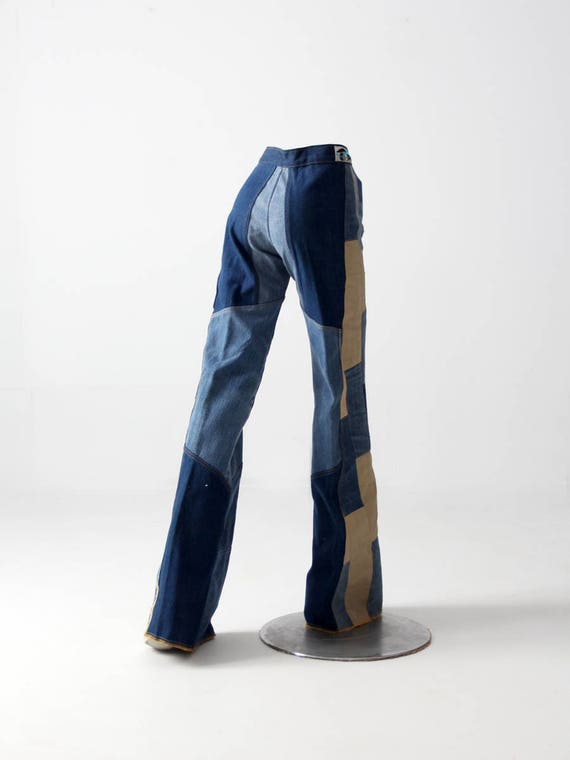 1970s Antonio Guiseppe jeans, denim patchwork bel… - image 8